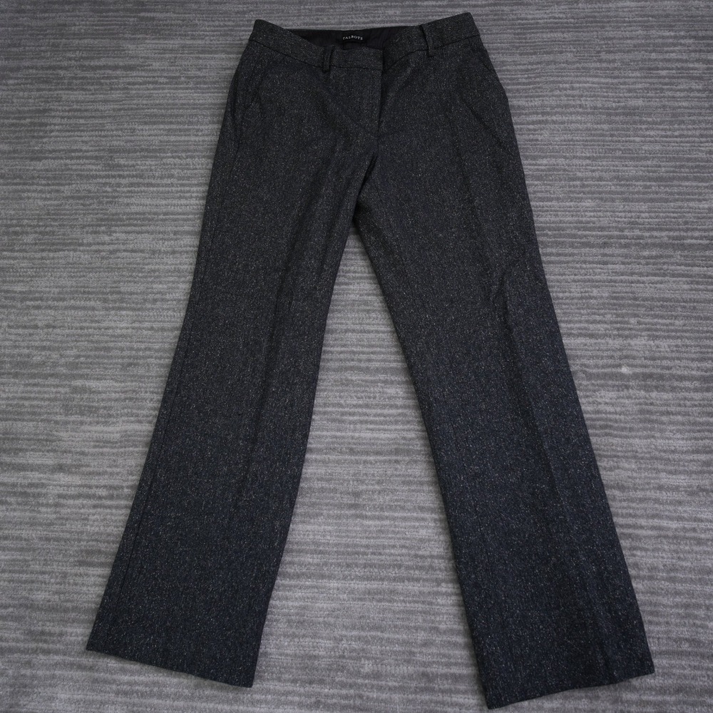 Talbots Windsor Pants Womens 8P Black White Speckled Wool Blend Straight Leg‎